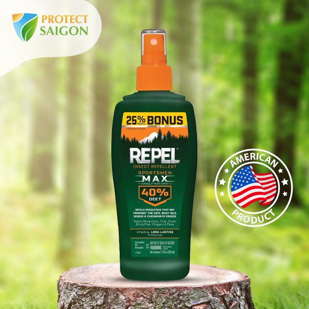 Xịt chống vắt, chống muỗi & côn trùng Repel 40 (222ml) - Mỹ