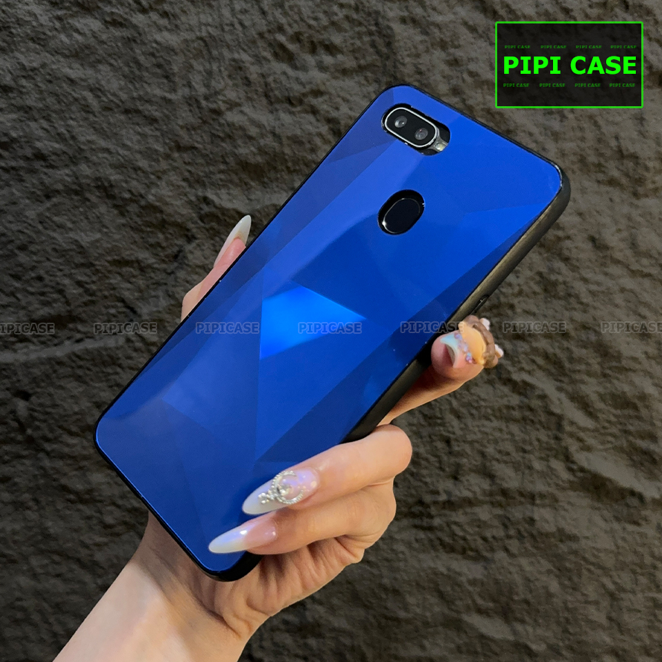 Ốp Lưng Oppo F9 - Kim Cương 6D - Xanh