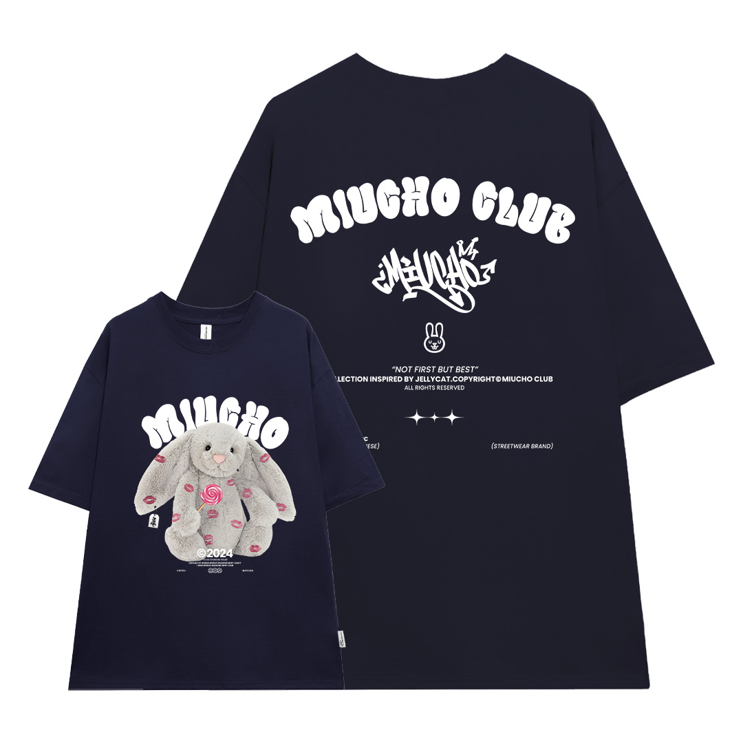 Áo thun thỏ Bunny form rộng local brand ATD1255 Miucho tay ngắn cổ tròn in mix_thumbnail_16