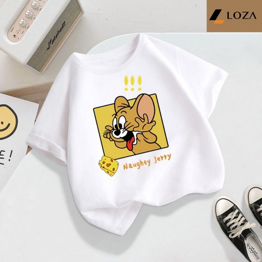 Áo phông trẻ em hình chuột Jerry cho bé trai và bé gái từ 15-42kg - Áo phông trẻ em Loza - AT2419_thumbnail_0