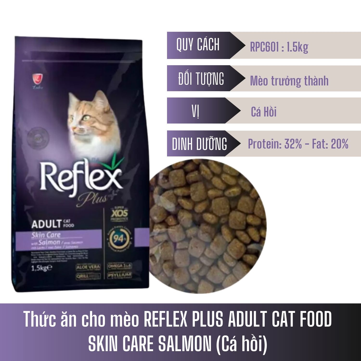 Thức ăn cho mèo REFLEX PLUS ADULT CAT FOOD SKIN CARE SALMON (Cá hồi) 1.5KG_thumbnail_1