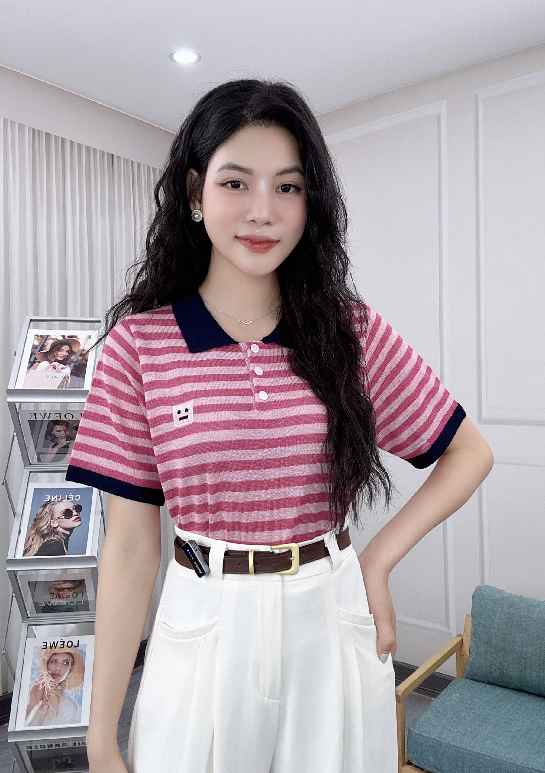 Áo Len Mongtoghi Polo Kẻ Ngang Nhỏ Vải Nhẹ, Bền Màu 