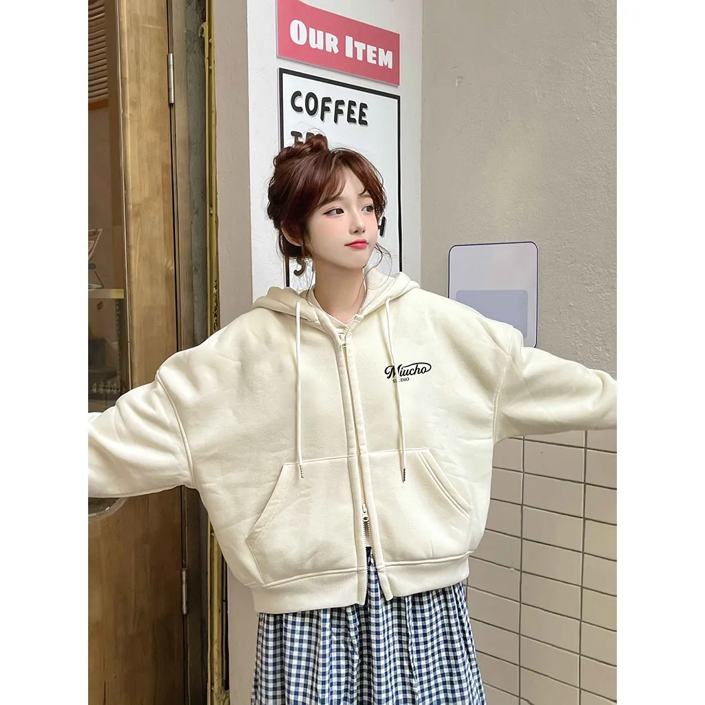 Áo khoác hoodie zip boxy Miucho nỉ 2 da thoáng mát khóa kéo có nón local brand 2837_thumbnail_2