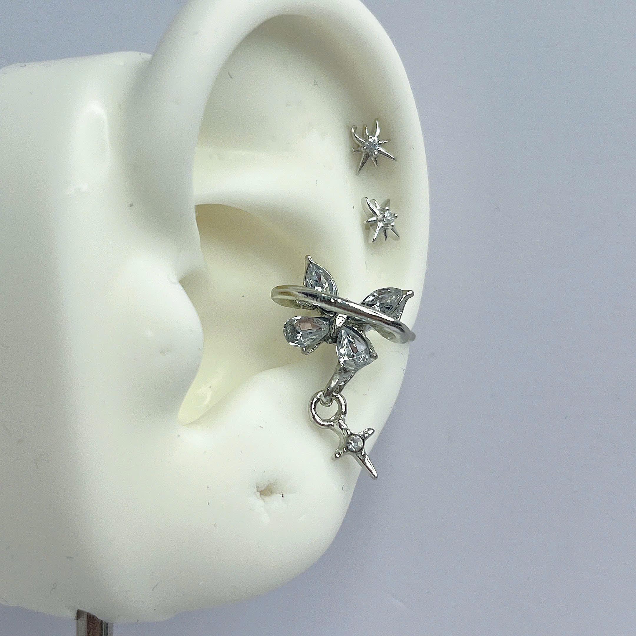 Khuyên kẹp giả bướm rơi hợp kim