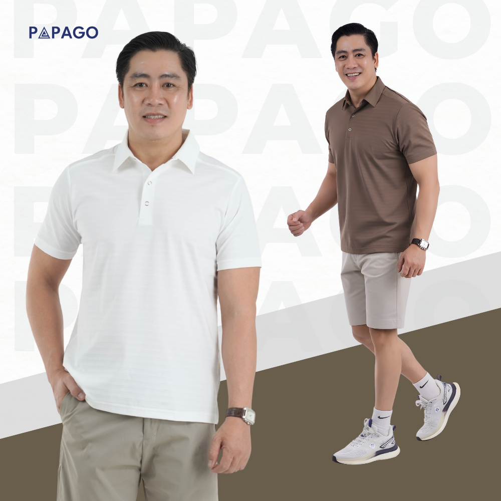 Áo polo PAPAGO cổ sơ mi ép cao cấp, polo trung niên sang trọng form rộng thoải mái - P25PLKN002_thumbnail_7