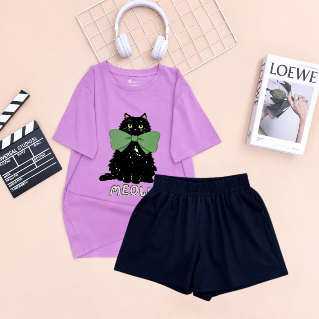 Bộ đồ nữ Loza dáng rộng in hình Mèo chất liệu thun cotton TB35-BP633_thumbnail_3