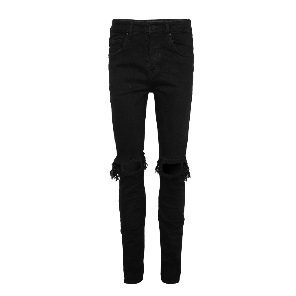 Quần Jeans đen rách gối cao cấp | Black Ripped Jeans