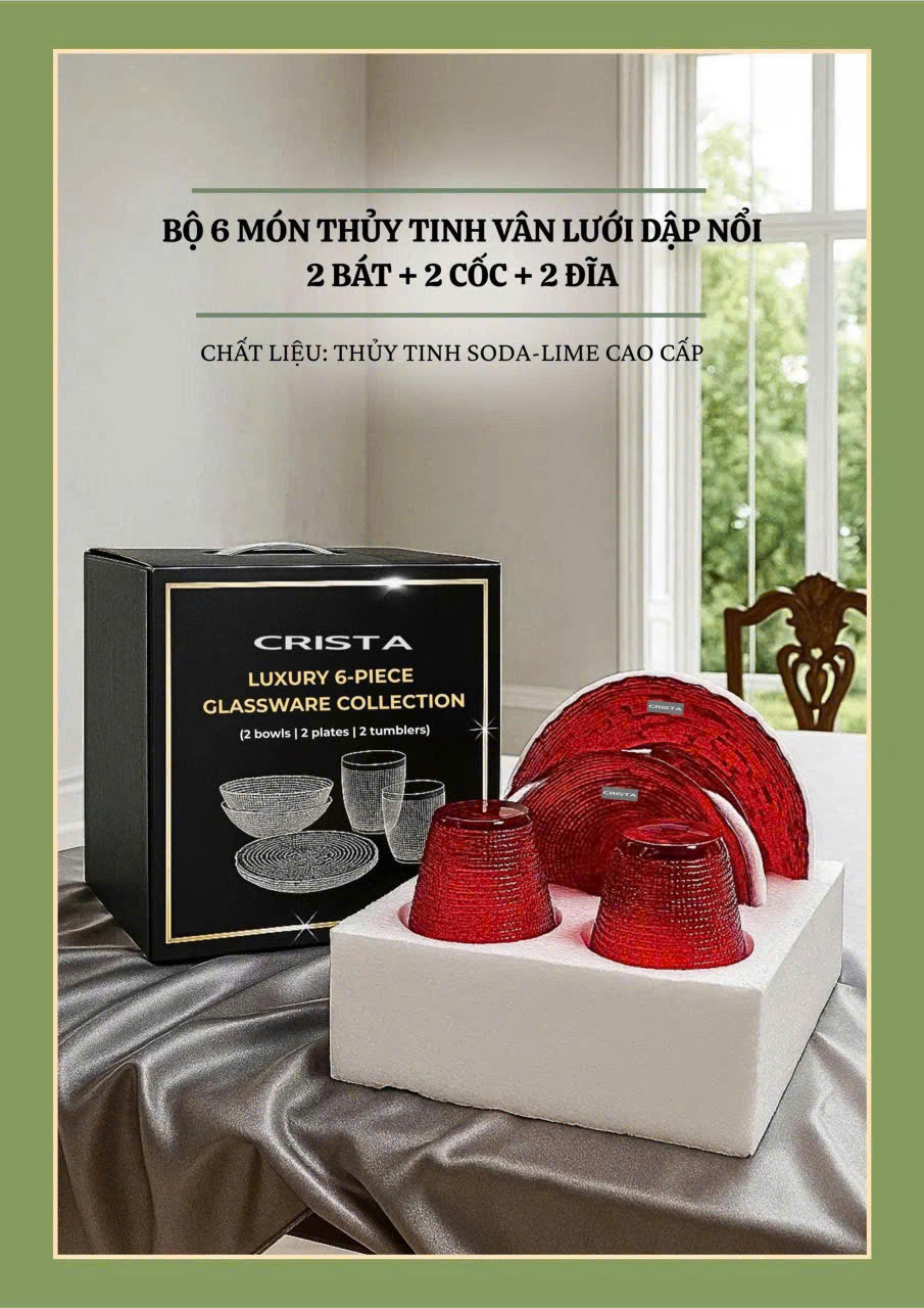 Bộ 6 món thủy tinh CRISTA HOME vân lưới dập nổi_thumbnail_13