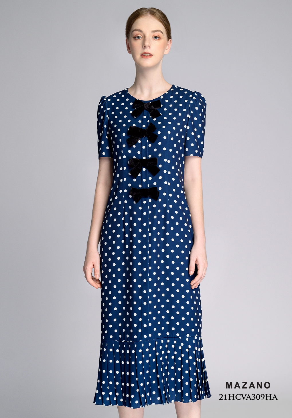 Đầm suông xanh chấm bi chân dập ly_thumbnail_3