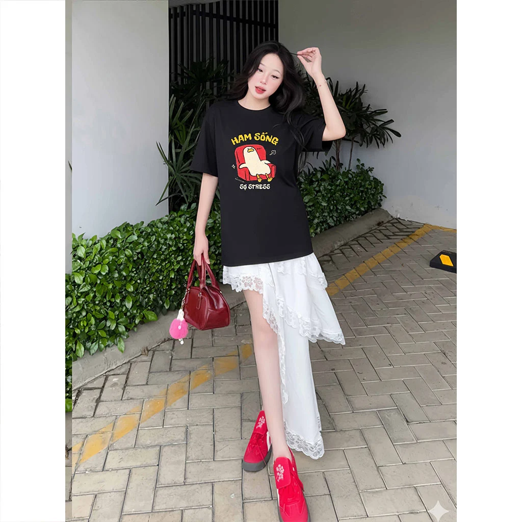 Áo thun boxy nữ Miucho Club chất vải mềm mại thoải mái thoáng mát chữ in mix hài hước 2874_thumbnail_5