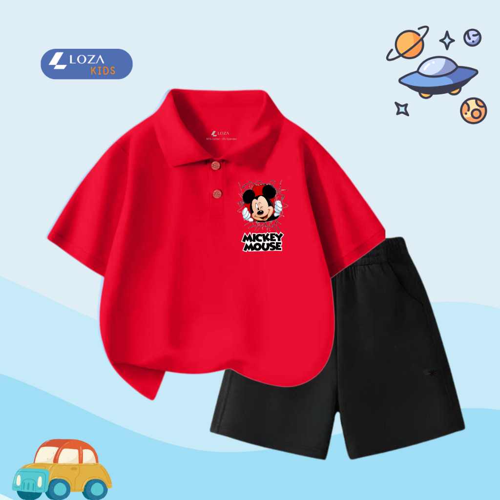 Bộ đồ Polo bé trai in hình 'Mickey Mouse'- Loza Kids BO246_thumbnail_3