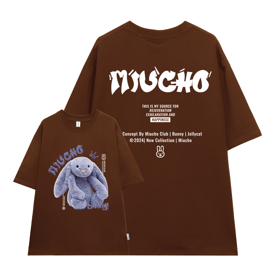 Áo thun thỏ Bunny form rộng local brand ATD1256 Miucho tay ngắn cổ tròn in mix_thumbnail_6