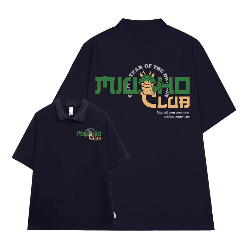 Áo polo form rộng nam basic nhiều màu PLD822 Miucho Man tay ngắn vải cotton Cổ trụ in typography_thumbnail_11