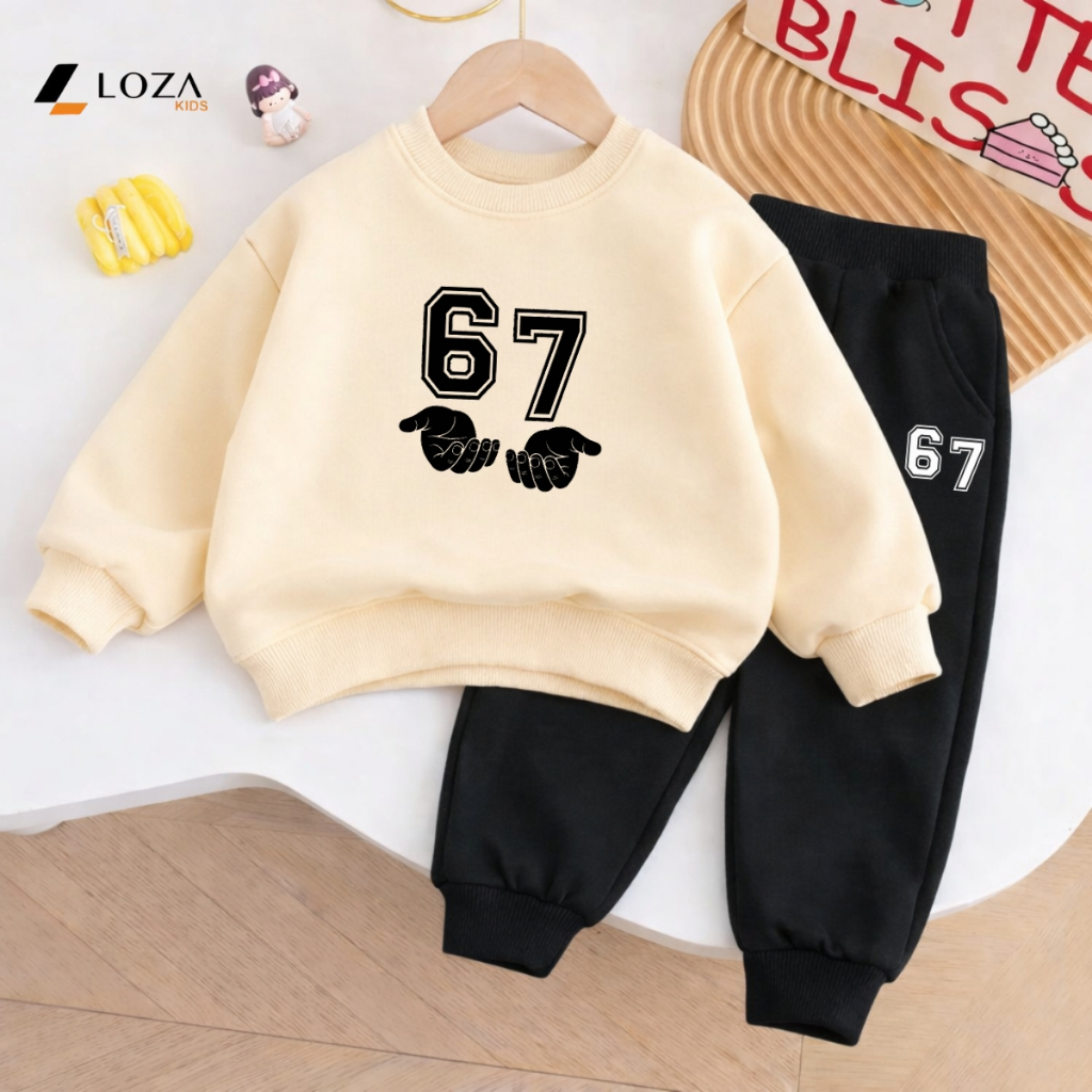 Bộ nỉ cho bé trai in số 67 - Six Seven - Loza Kids BI566_thumbnail_1