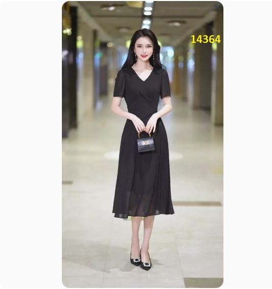 14364-Đầm voan xòe phối dập ly eo cách điệu _thumbnail_1