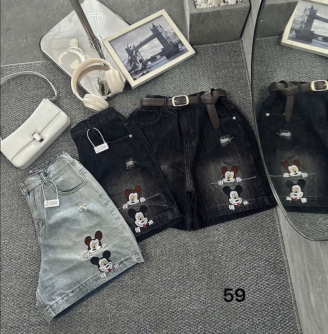 Quần short lửng lưng thun thêu chuột bigsize QSJ59 dành cho nàng từ 55-90kg_thumbnail_3