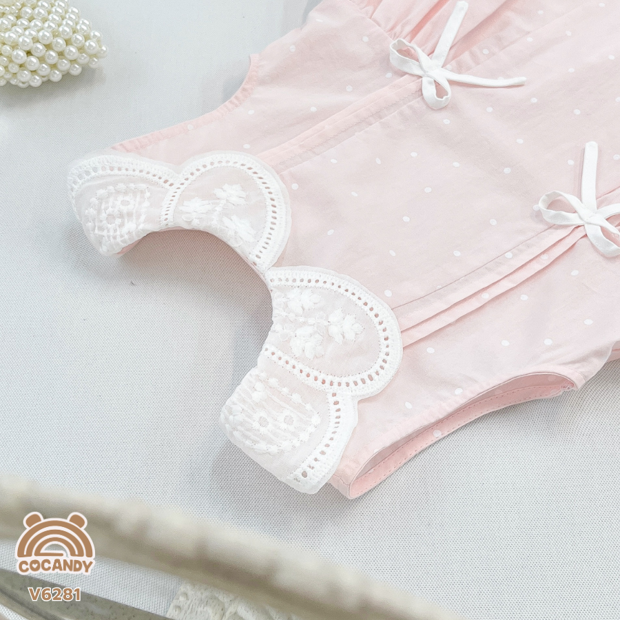 Váy sát nách HỒNG chấm bi nhún phối 2 nơ_thumbnail_5