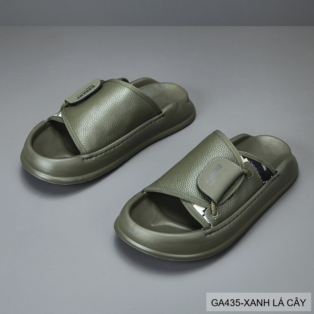 GA435 - Dép nam đế dày thời trang, chất liệu da bò mềm, màu xanh lá và đen_thumbnail_3