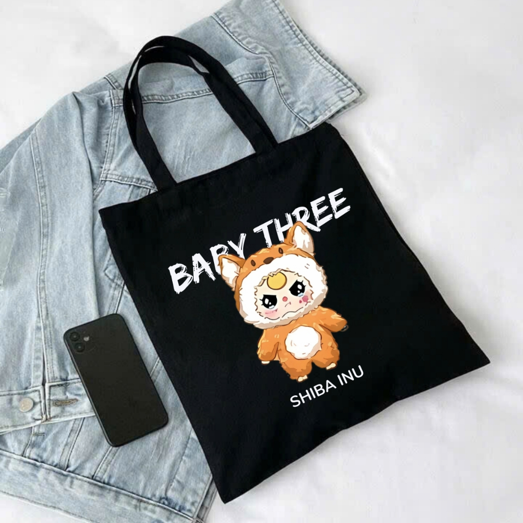 Túi tote Baby Three V3 - Túi Baby Three canvas 33x37cm có túi phụ đựng vừa A4, laptop - LOZA TOTE16_thumbnail_15