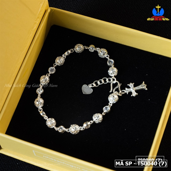 Lắc tay bi bạc Thánh giá treo M68_thumbnail_1