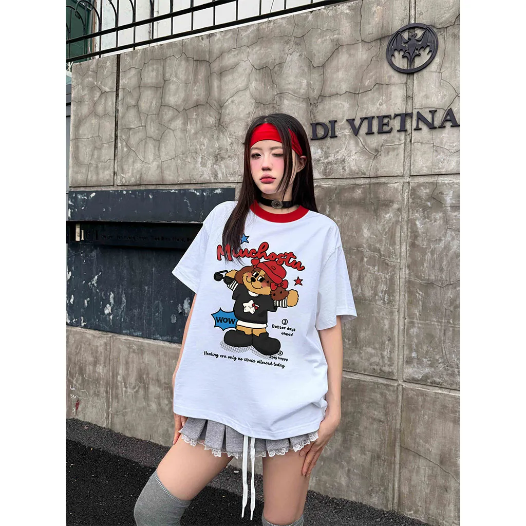Áo thun boxy phối cổ hoạt hình Miucho vải dày dặn thoáng mát đứng form in mix 2973_thumbnail_6