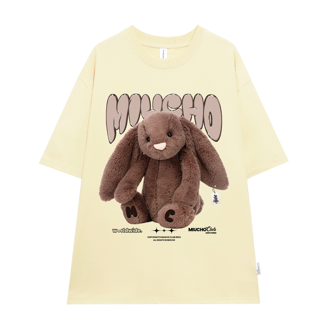 Áo thun thỏ Bunny form rộng local brand ATD1253 Miucho tay ngắn cổ tròn in mix_thumbnail_9