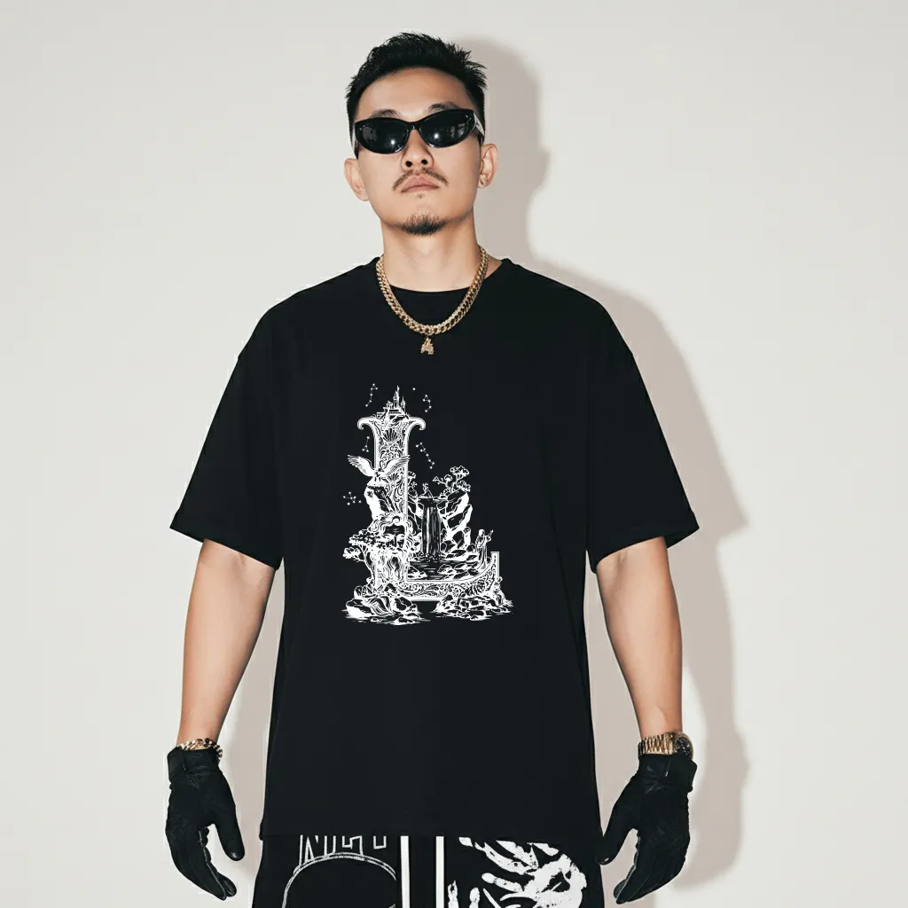 Áo thun nam form rộng Miucho Iconic vải cotton thoáng mát co giãn 2 chiều in chữ cái L 2757_thumbnail_6