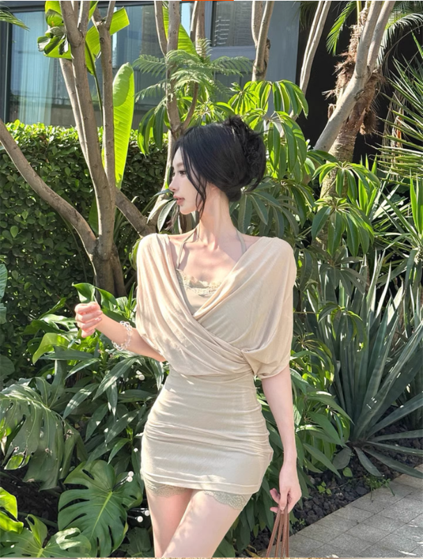 Áo liền quần hở lưng cổ chữ V chéo phong cách Pure Desire_thumbnail_2