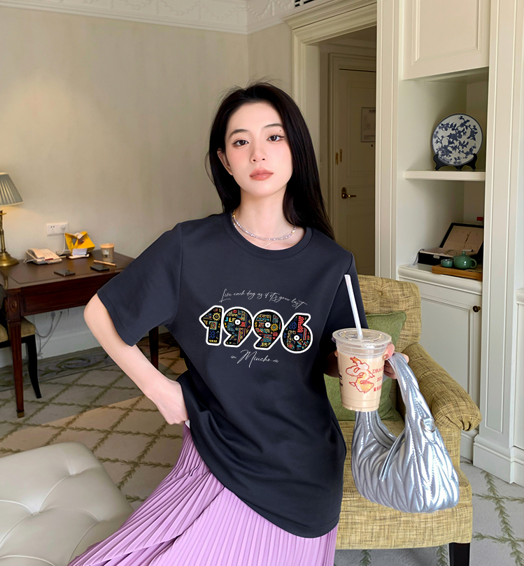 Áo thun nữ in năm sinh 1996 form vừa regular vải cotton 4c thoáng mát ARD1783 Miucho Chic in mix_thumbnail_5