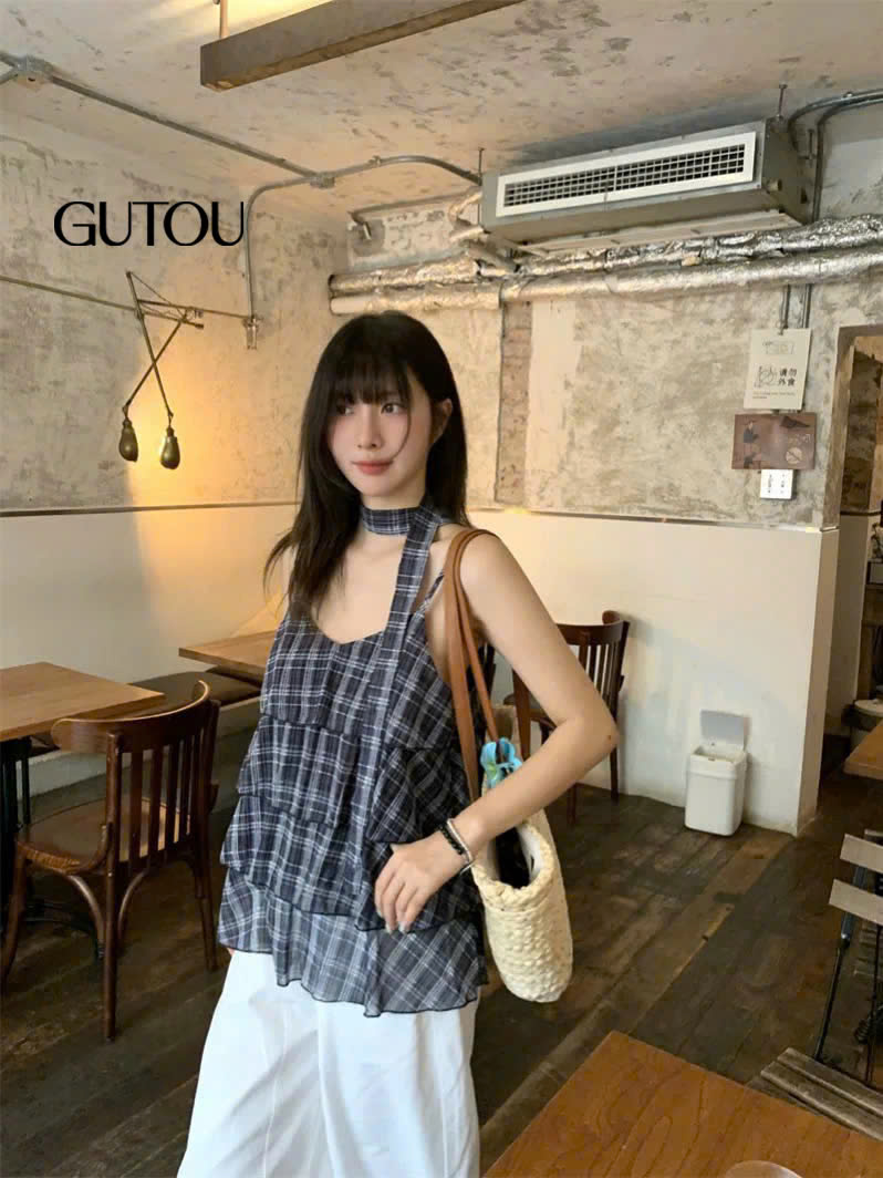 [ GUTOU ] Áo Hai Dây Tầng Cổ V Phối Khăn Choàng_thumbnail_14