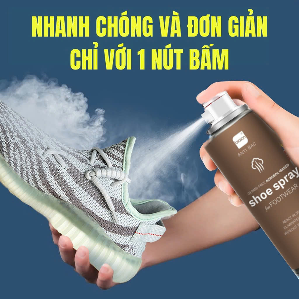 Chai Xịt Khử Mùi Sạch Khuẩn Cho Giày BIOION 200ML