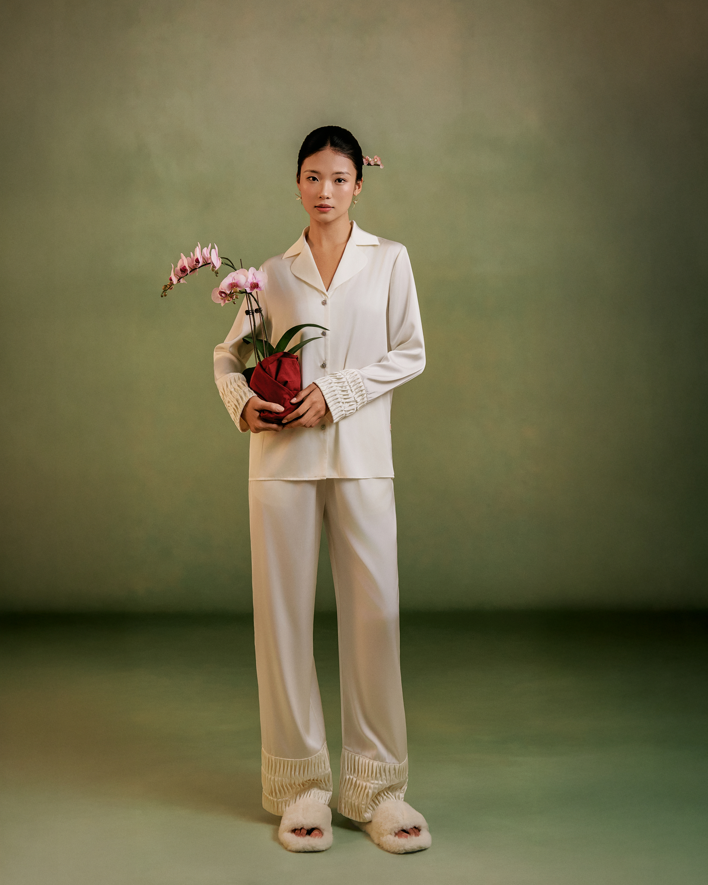 Bộ Lụa Áo Dài Tay, Quần Dài BN671_thumbnail_6