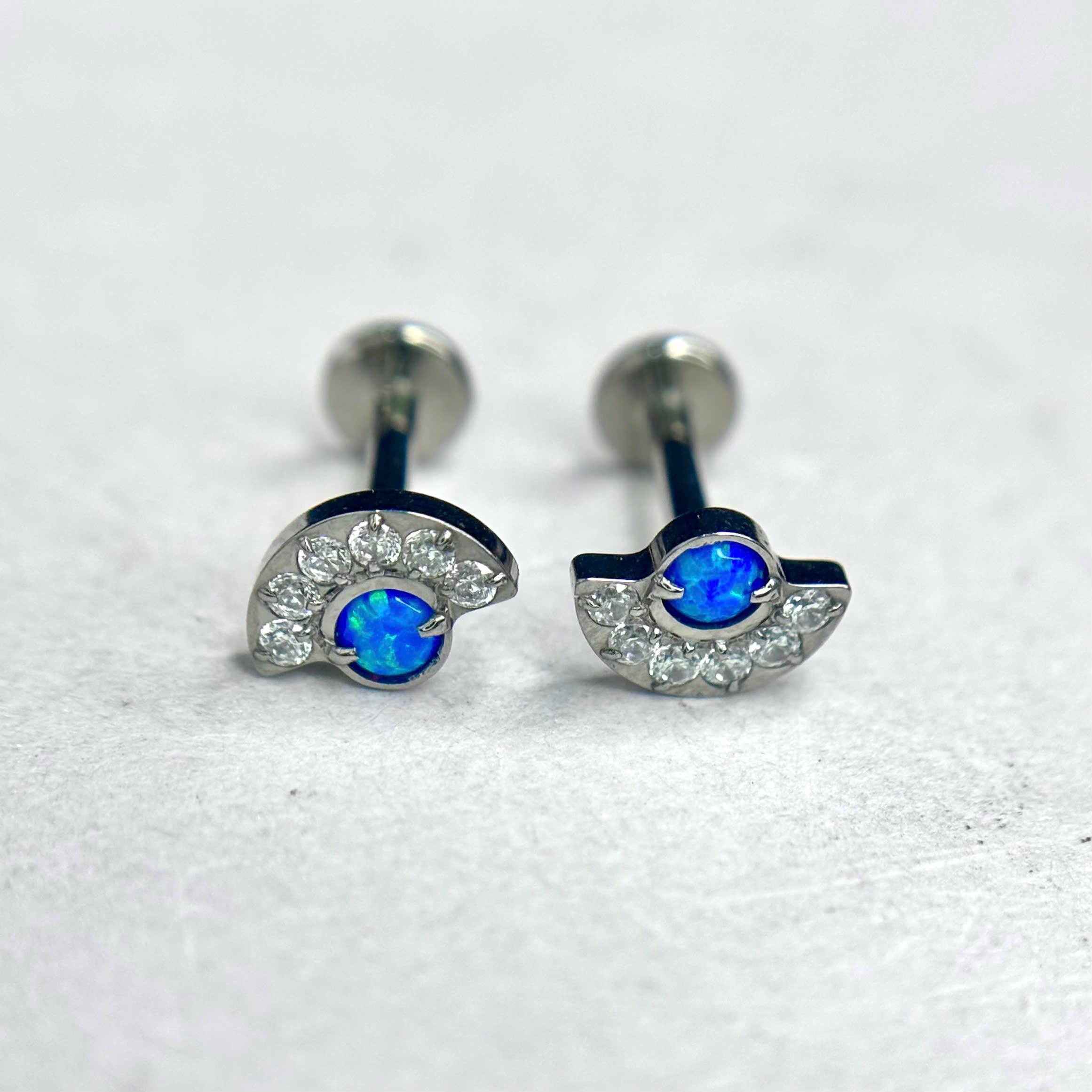 khuyên kiểu titan cái quạt opal xanh dương