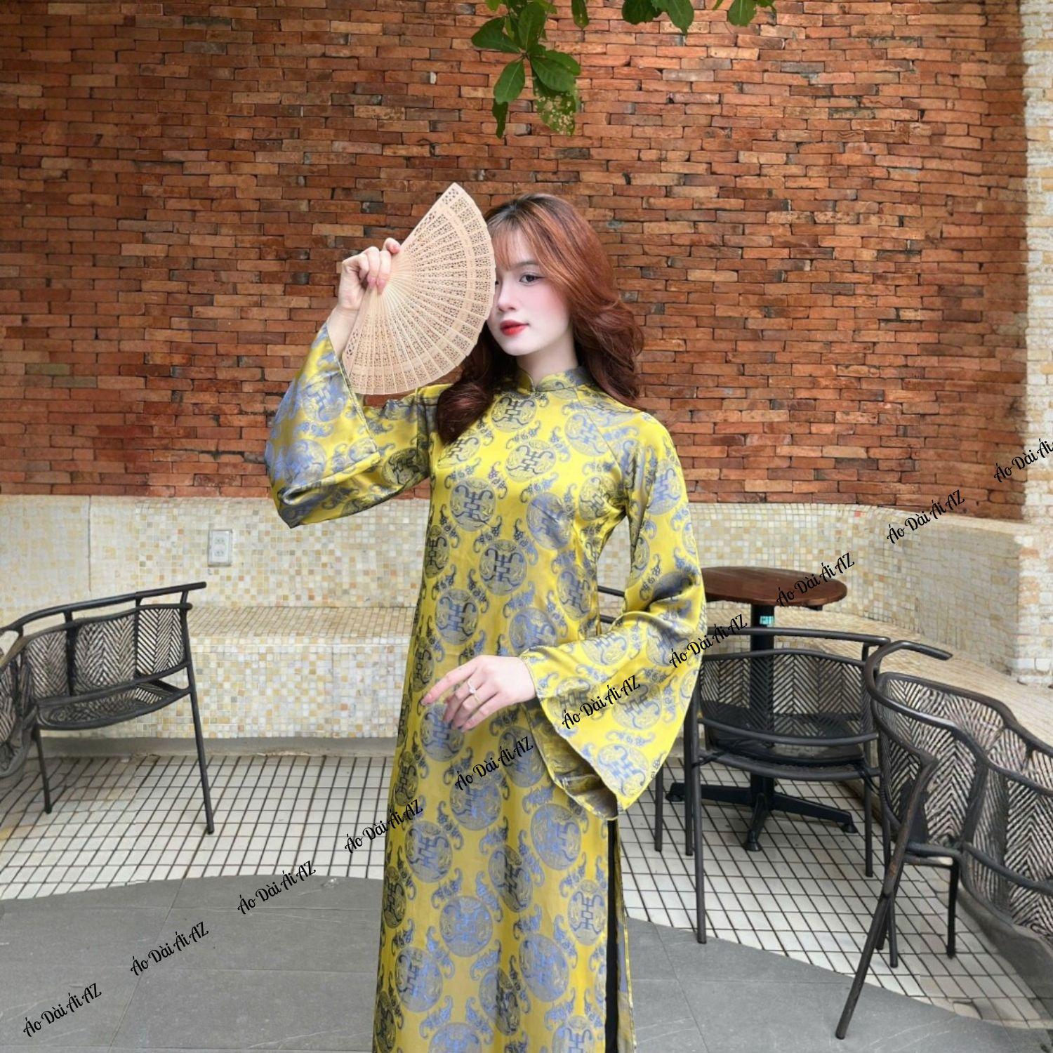 Áo Dài Nữ Cách Tân Dáng Suông Xưa Tơ Thọ Dơi Tay Giả Cổ Phục MM08_thumbnail_3