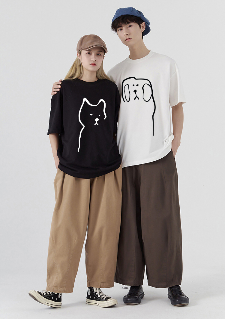 Áo thun cặp đôi couple đáng yêu from rộng ATD1371 Miucho vải cotton cổ tròn in artwork_thumbnail_5