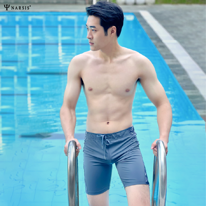 QUẦN BƠI NAM GHI - ĐEN POLYAMIDE SPANDEX Q23002 NARSIS CHẤT LIỆU THOÁNG MÁT, DỄ CHỊU, THOẢI MÁI C...