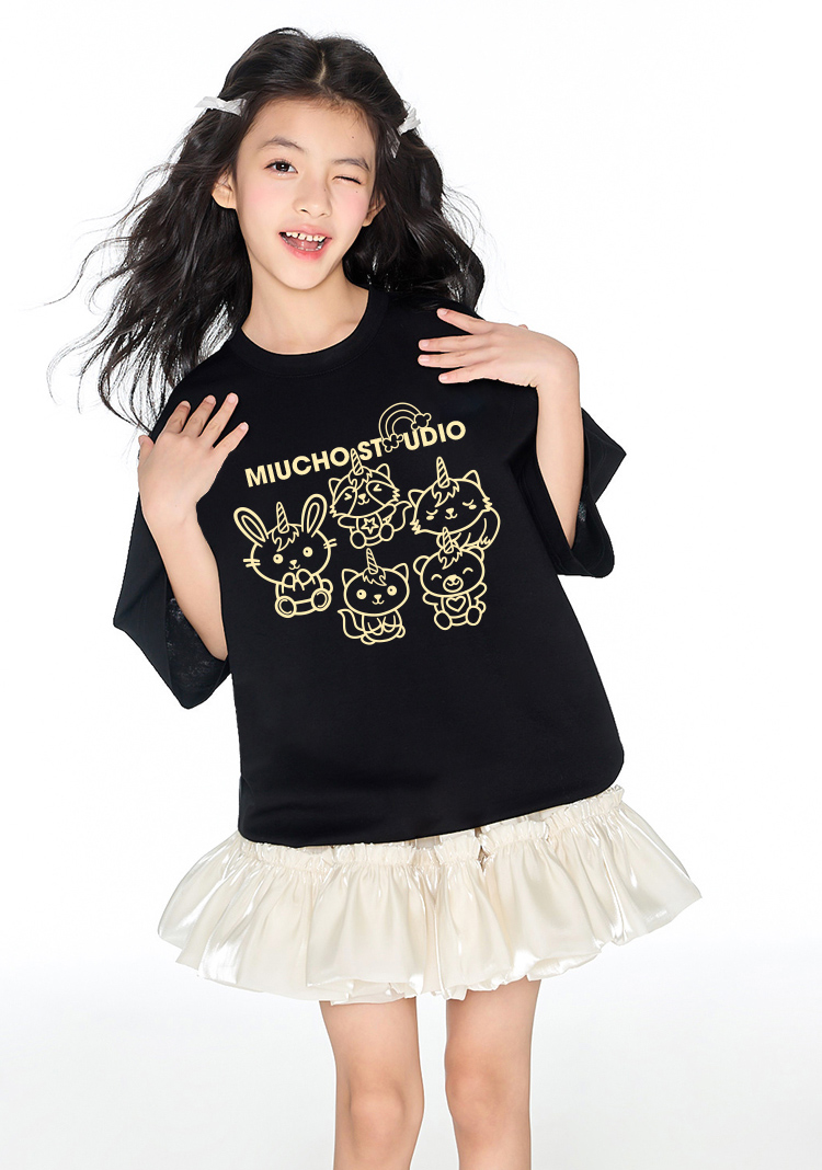 Áo thun bé gái form rộng dễ thương chất vải cotton thoáng mát AED1522 Miucho Kid in artwork_thumbnail_6