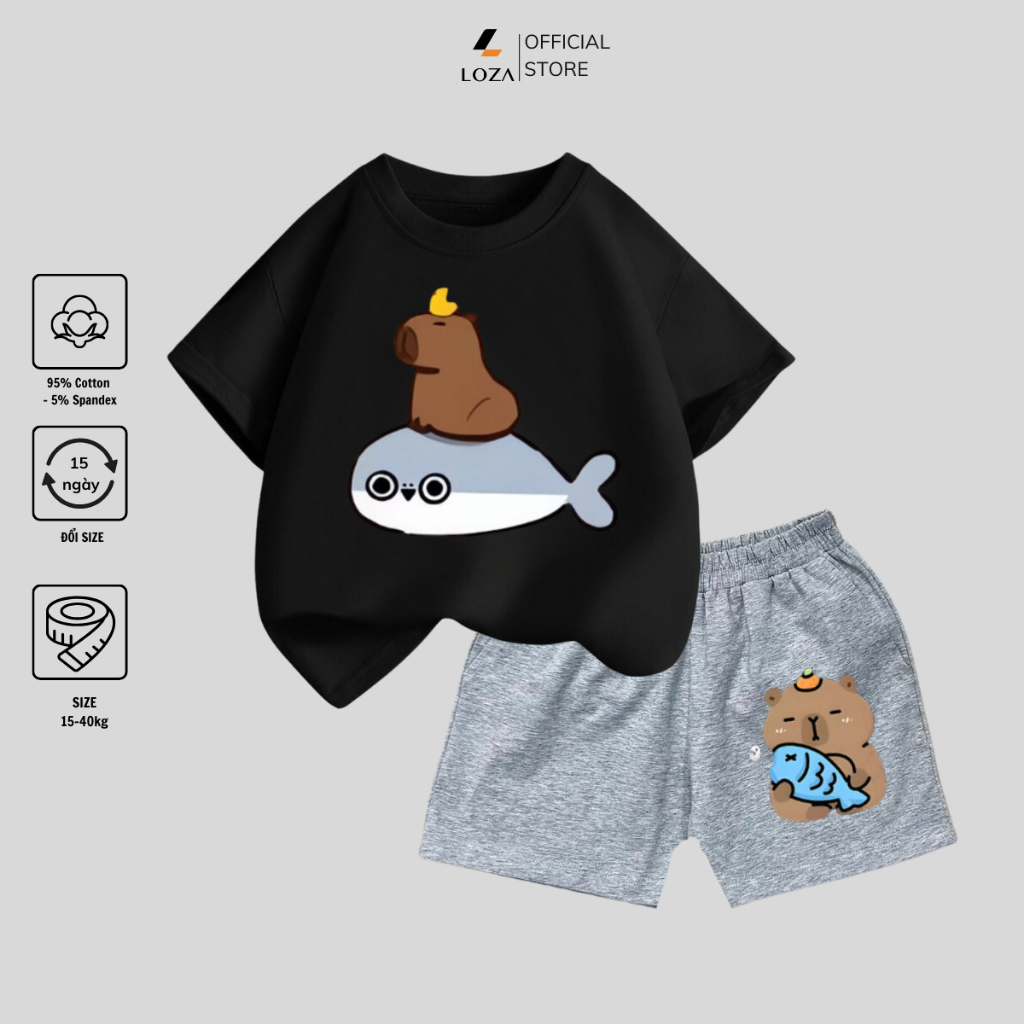 Bộ đồ bé trai in hình Capybara cưỡi cá heo - Loza Kids SB107_thumbnail_5