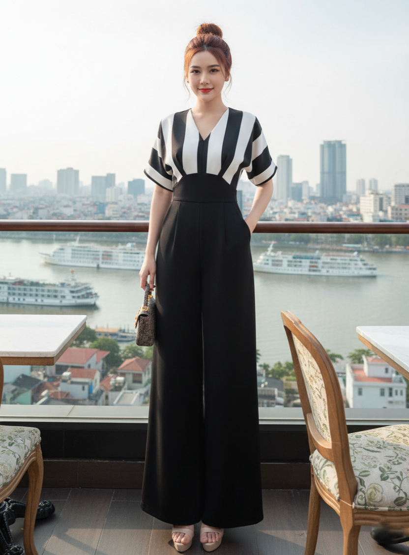 Jumpsuit dài ống rộng phối sọc sang chảnh_thumbnail_2