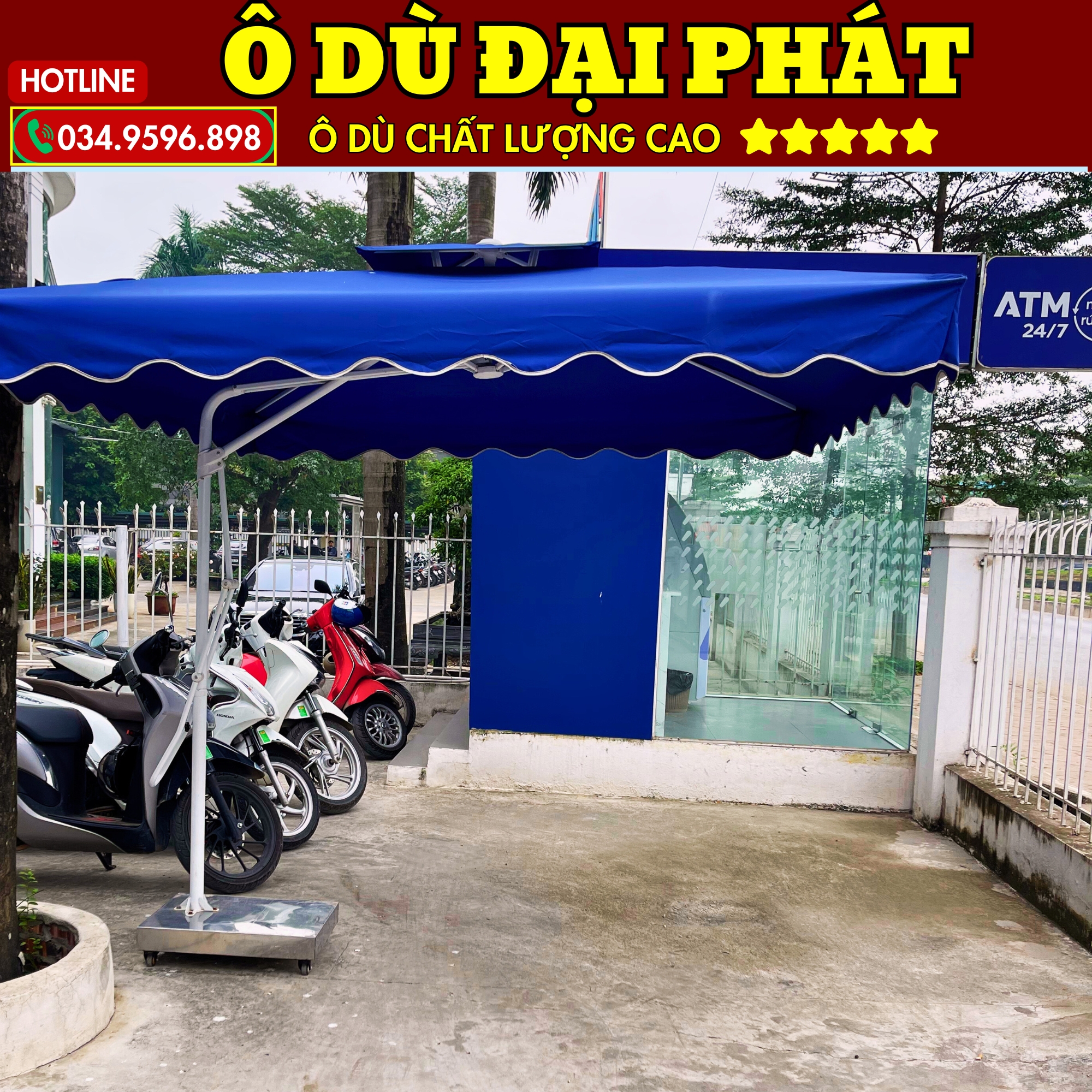 dù lệch tâm 2m5x2m5 khung hợp kim thép cao cấp