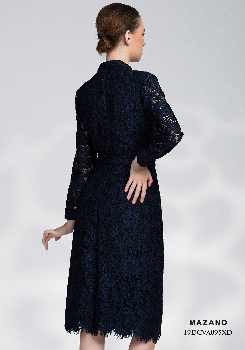 Đầm ren xanh cổ Vest thắt đai_thumbnail_3