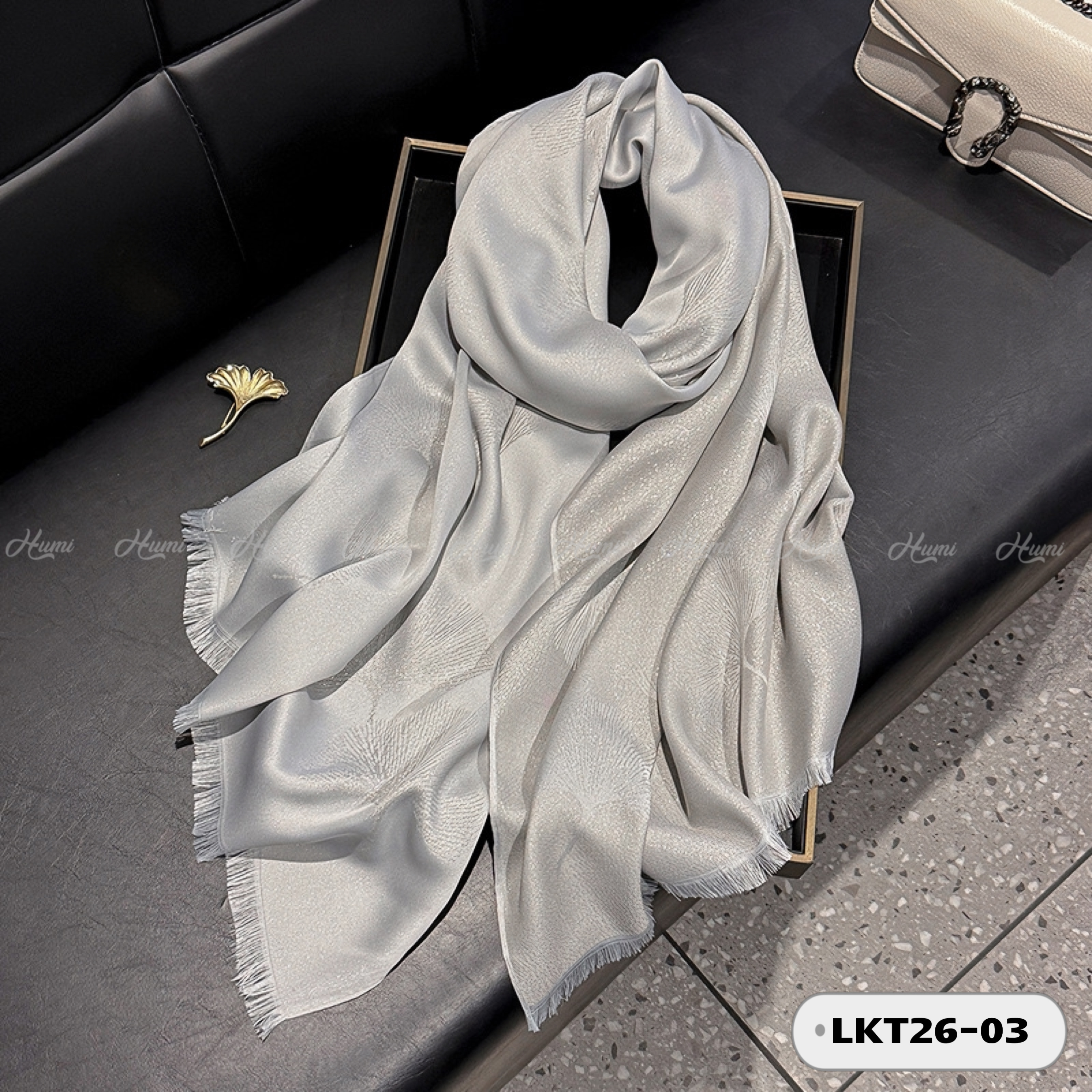 KHĂN LỤA KIM TUYẾN (LKT26-03 Ghi)