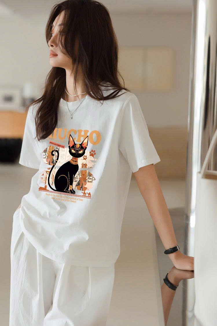 Áo thun nữ form vừa regular dáng ngắn ARD2283 Miucho Chic tay ngắn vải cotton thoáng mát cổ tròn in mix_thumbnail_2