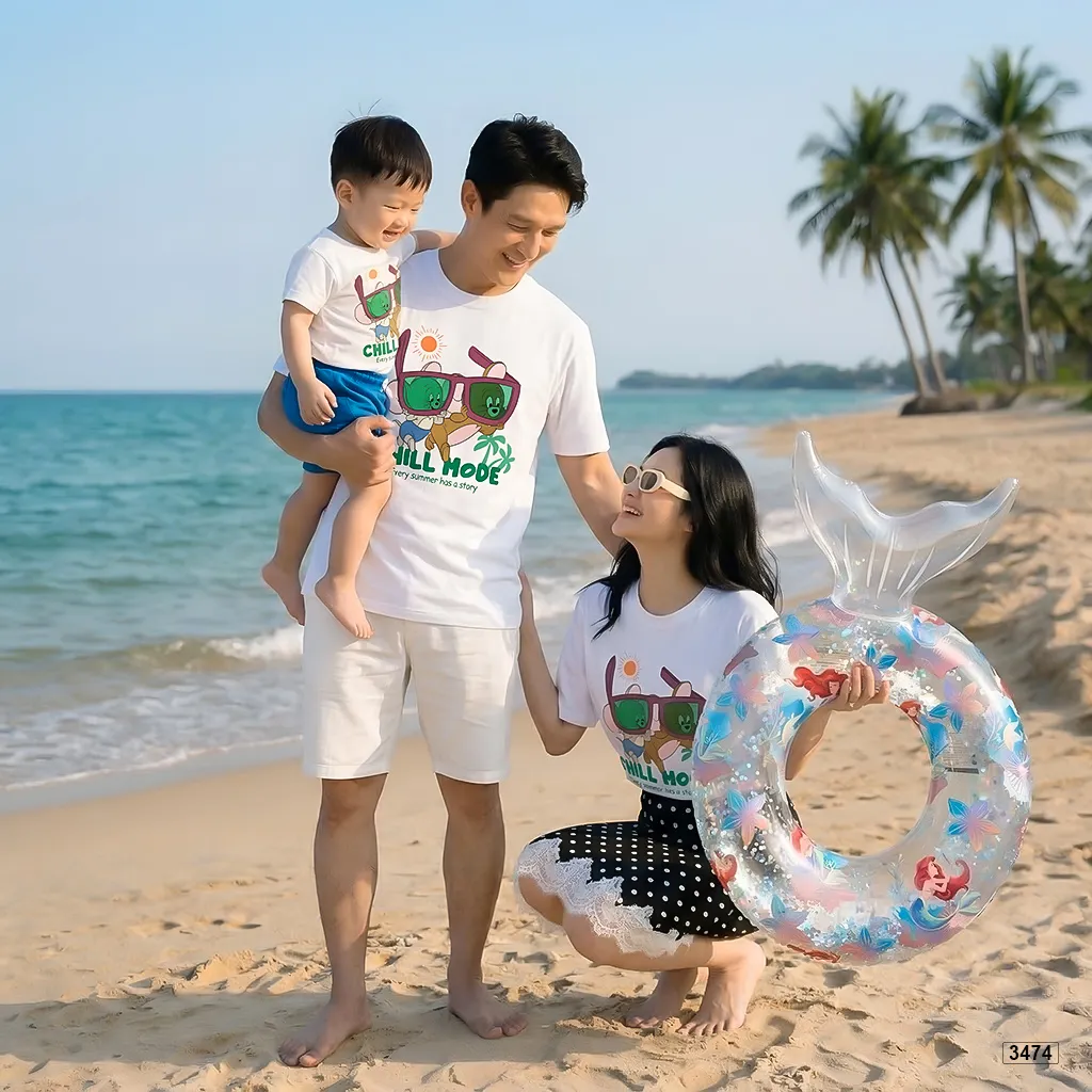 Áo thun bé và gia đình hoạt hình Chill Mode Kado 3473_thumbnail_3