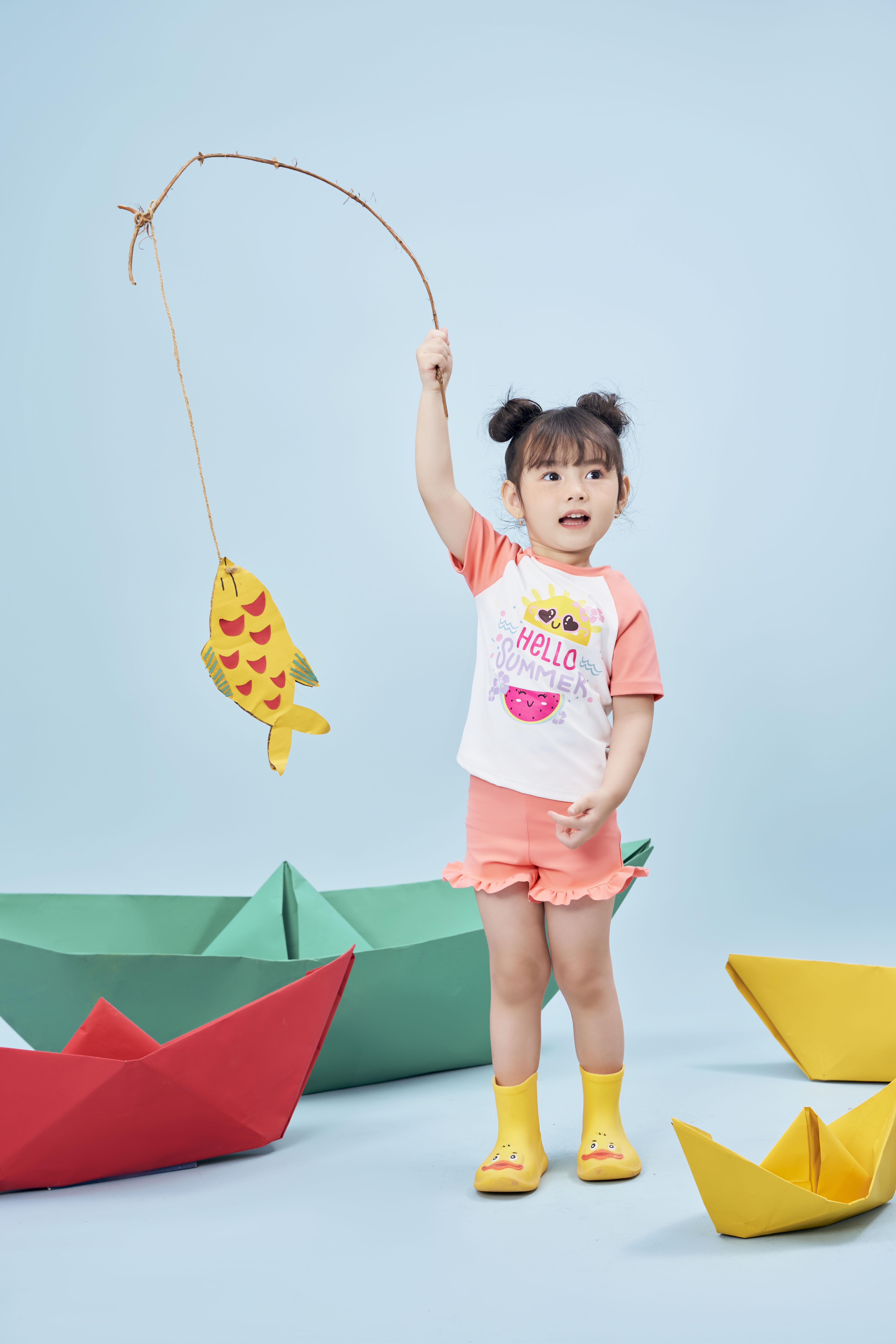 Bộ bơi rời áo cộc tay quần phối bèo