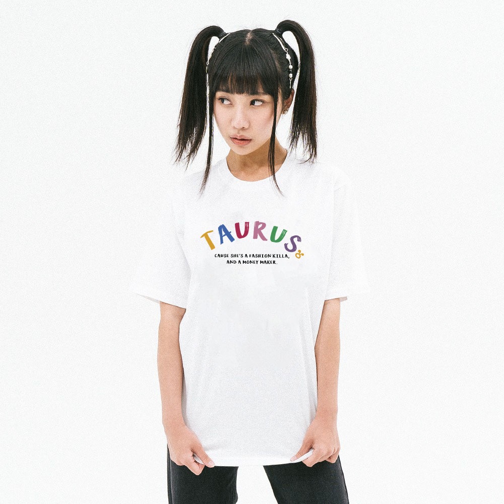 Áo thun nữ form rộng ATD373 cung hoàng đạo Kim Ngưu TAURUS Miucho cotton cổ tròn in typography_thumbnail_4