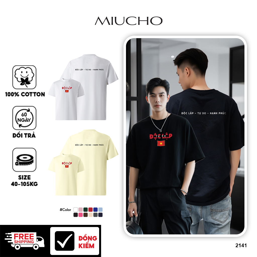 Áo phông local brand Việt Nam tôi yêu form rộng 2141 Miucho Iconic vải cotton 4c 220 gsm in mix