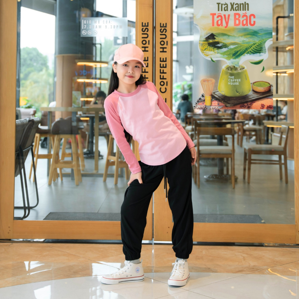 Bộ thu đông bé gái chất Cotton phối màu - Bộ dài tay bé gái size từ 15-38kg-  Loza Kids PG130_thumbnail_1