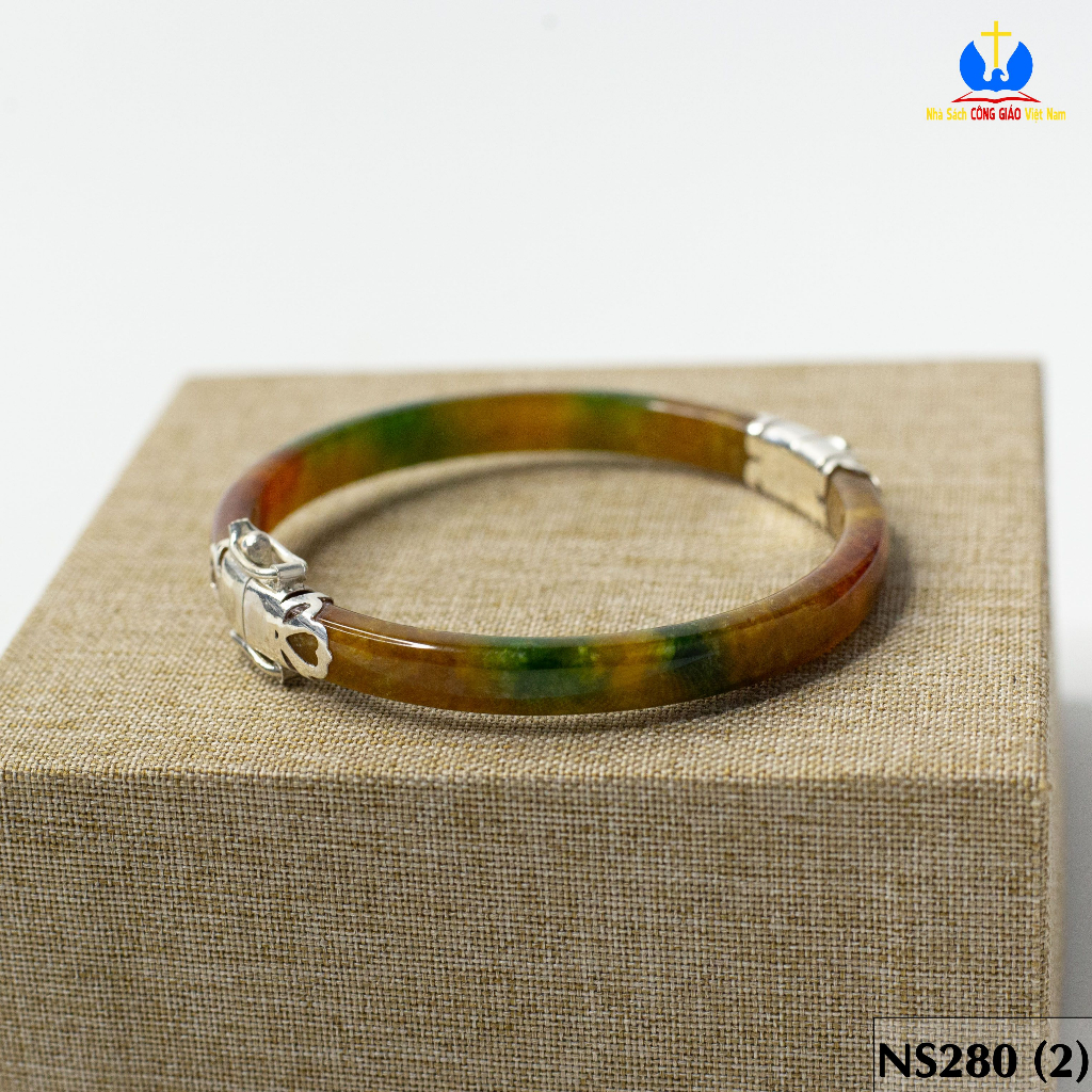 Vòng tay đá Ngọc Bích bọc bạc ta TS0330 - Món quà ý nghĩa cho mẹ và bà_thumbnail_2