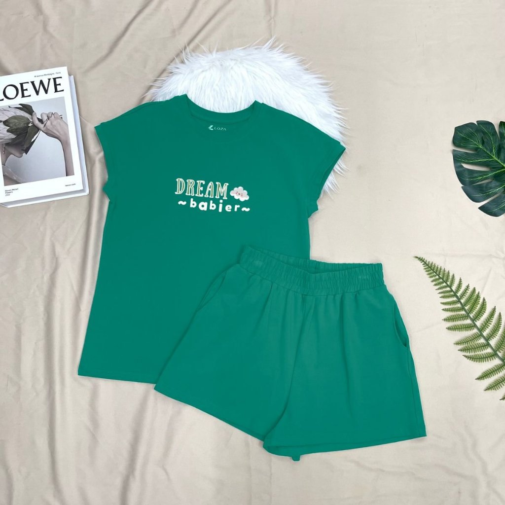 [Form Vừa] Set đồ nữ (áo thun + quần đùi) mặc nhà sang chảnh in chữ thời trang - Đồ bộ nữ cotton form vừa Loza G0102_thumbnail_6